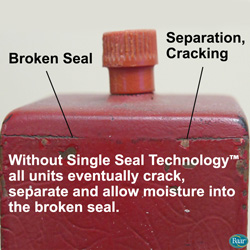 Without Single Seal Technology, all radial appliances eventually crack, seaparte and allow moisture into the broken seal.
